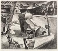 Leon Bibel, (American, 1913-1995), Subway Entrance, 1939