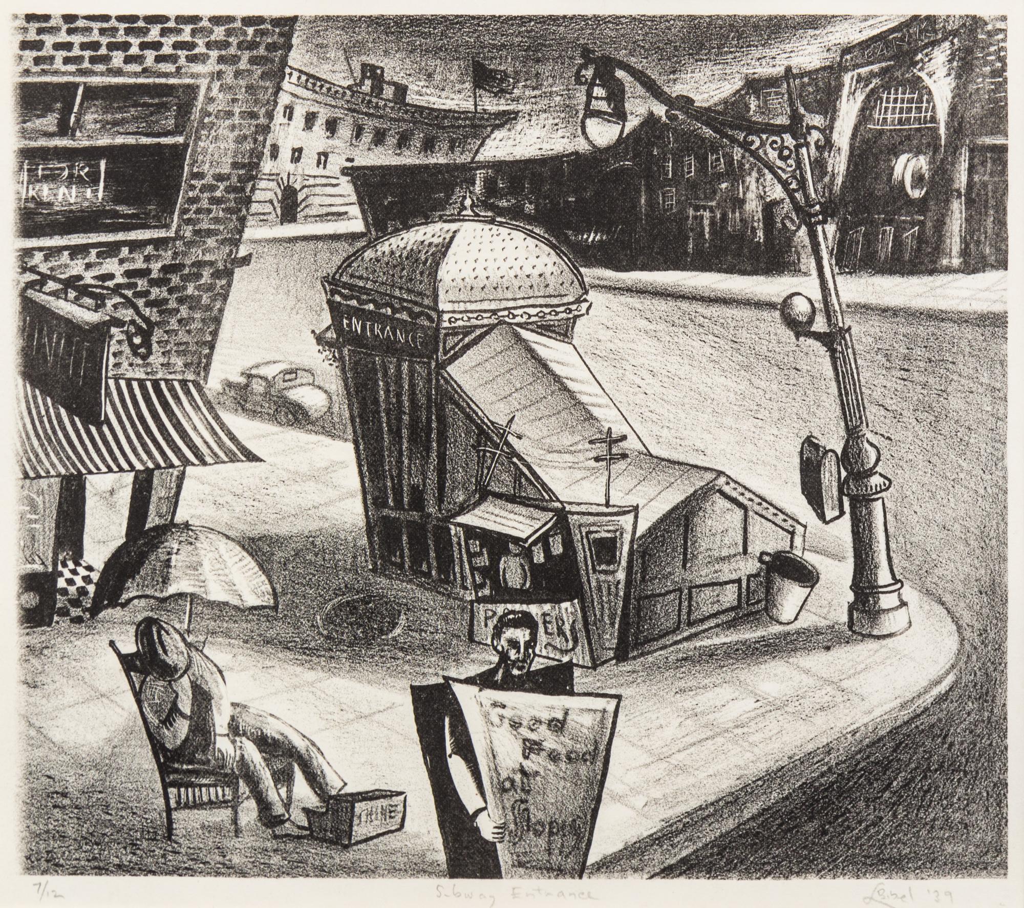 Leon Bibel, (American, 1913-1995), Subway Entrance, 1939