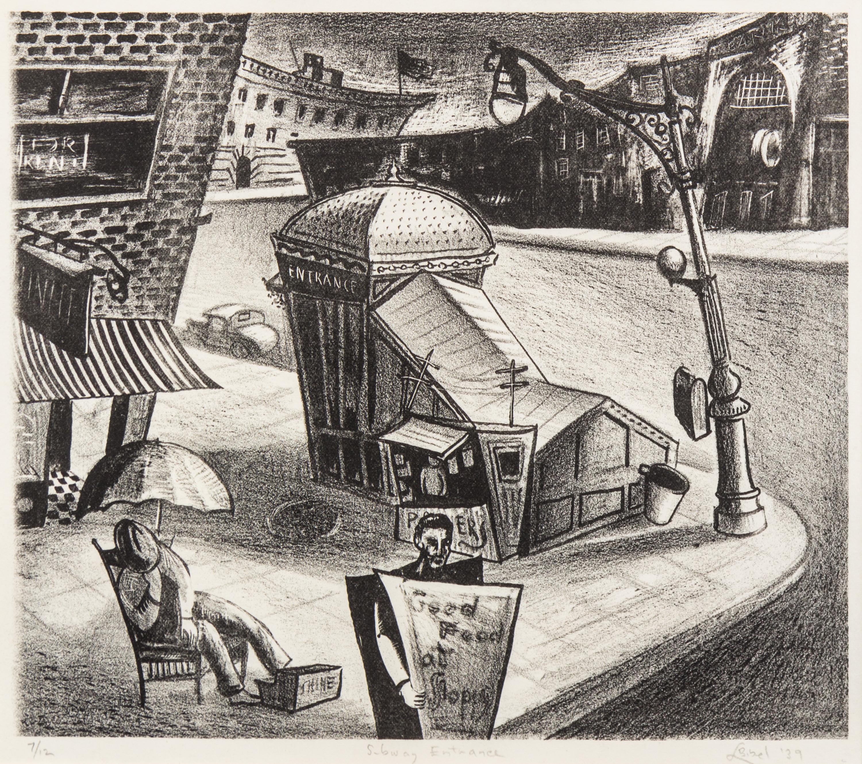 Leon Bibel, (American, 1913-1995), Subway Entrance, 1939