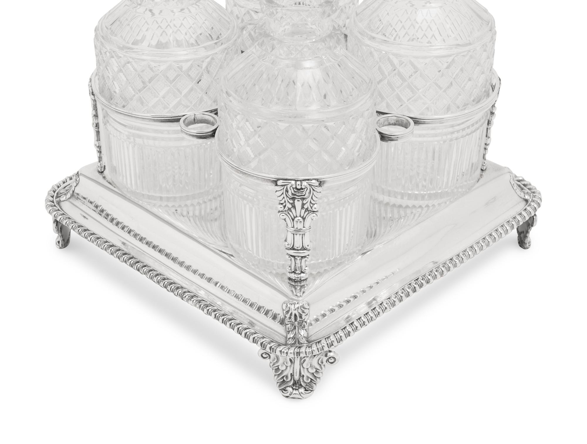 A George III Silver-Plate and Cut Glass Decanter Cruet
