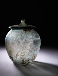 A Roman Blue-Green Glass Cinerary Urn