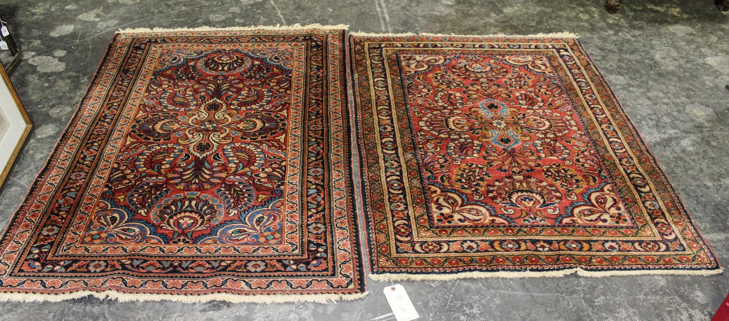 A Near Pair of Sarouk Mats 59 1/4 x 42 inches (largest). — 20TH CENTURY