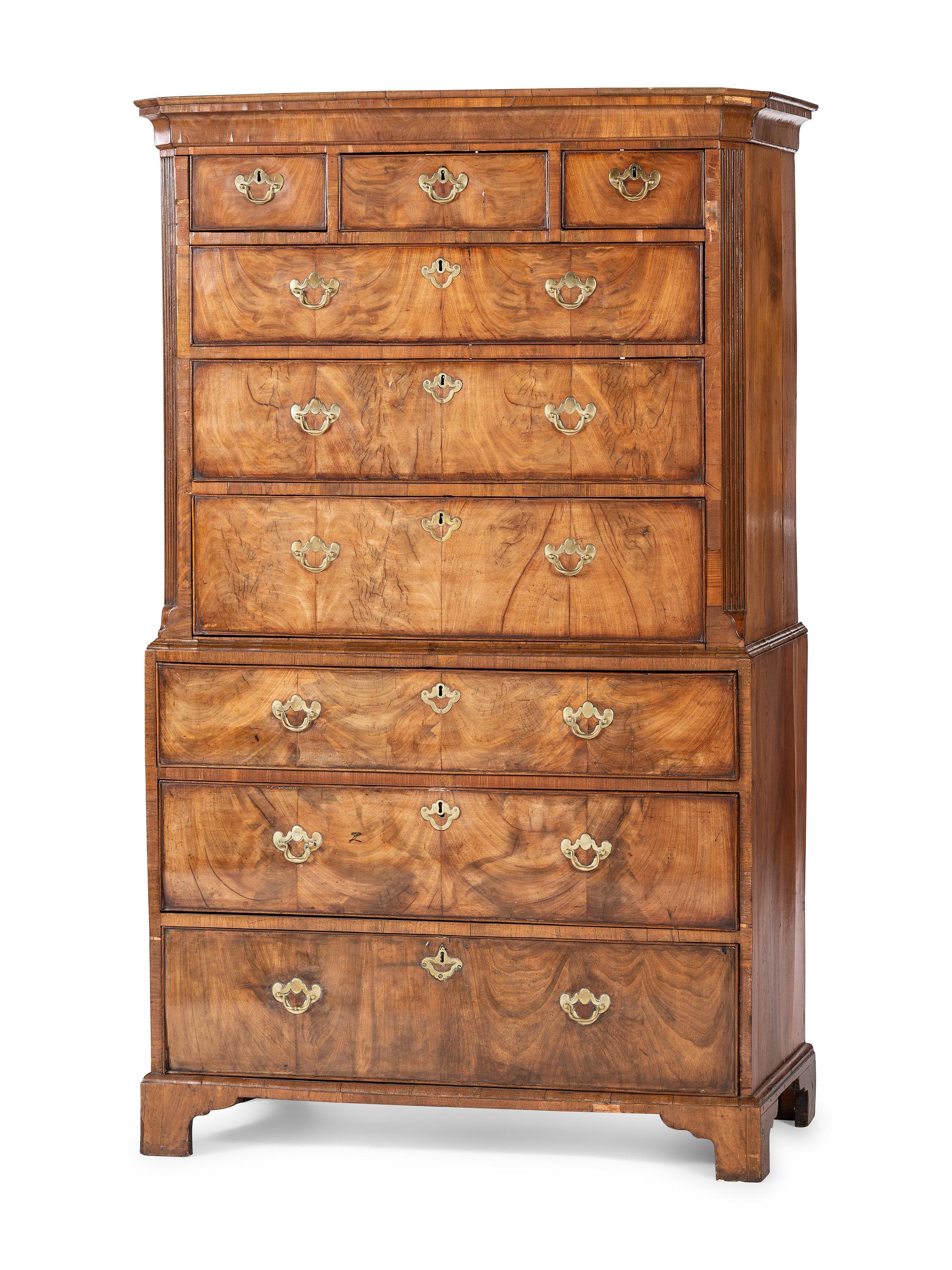 A George I Walnut Chest on Chest