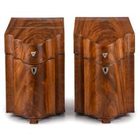 A Pair of George III Figured Mahogany Knife Boxes