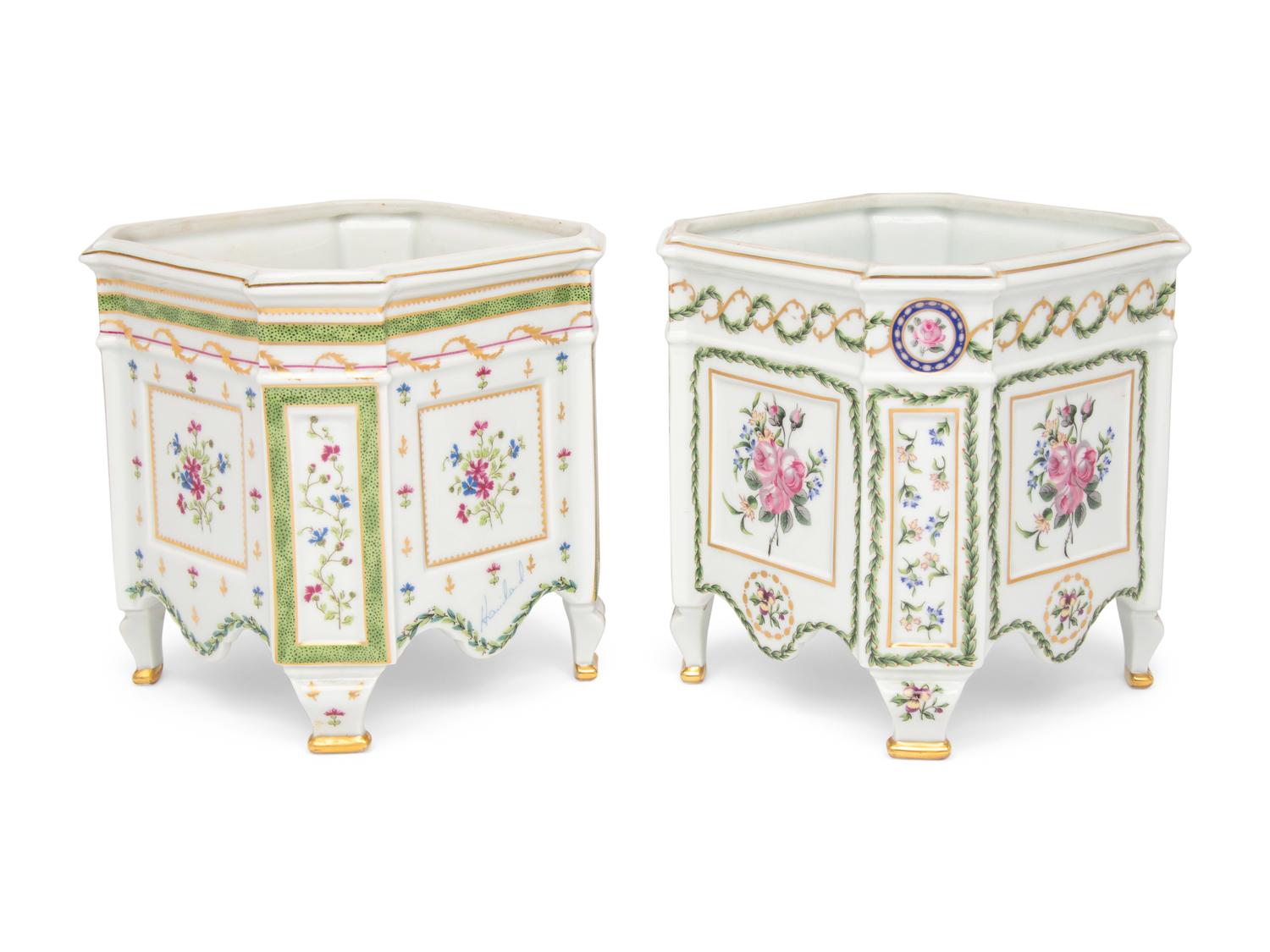 Two Haviland Porcelain Cache Pots
