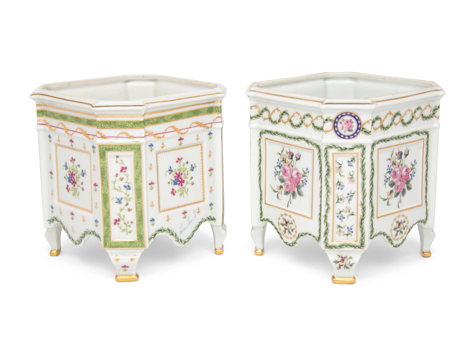 Two Haviland Porcelain Cache Pots