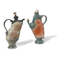 Two Thrown-Altered Teapots