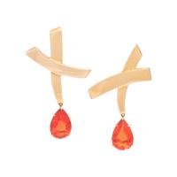 TIFFANY & CO., PALOMA PICASSO, YELLOW GOLD AND FIRE OPAL 'X' EARCLIPS