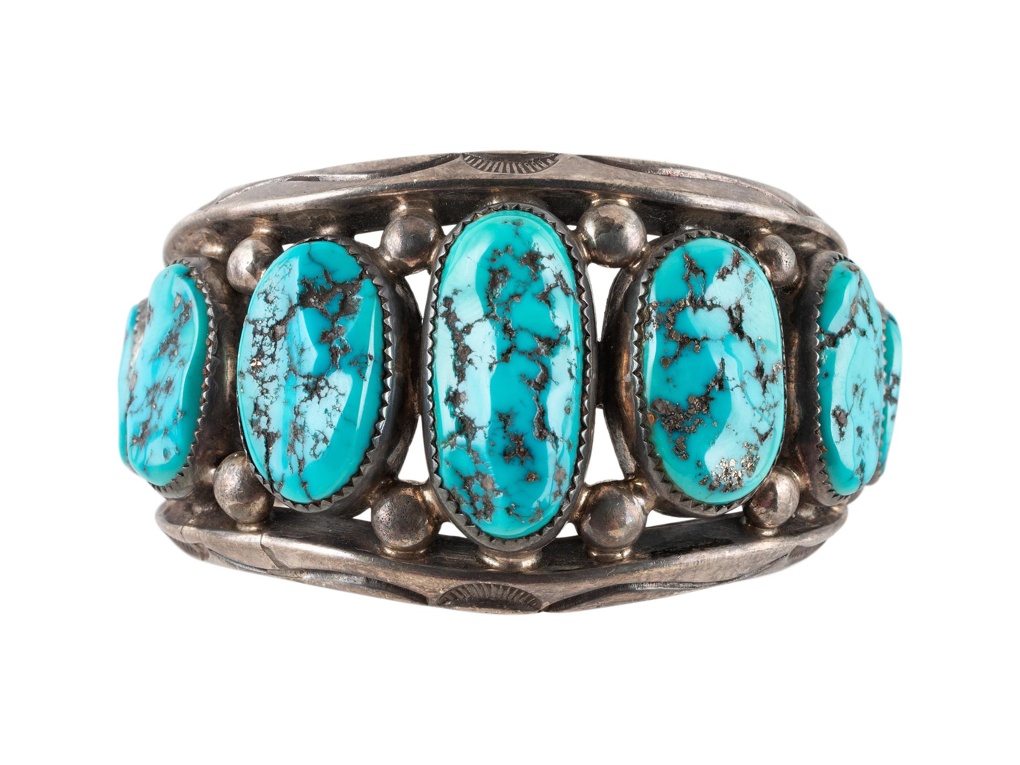 Sterling Silver and Morenci Turquoise Cuff Bracelet