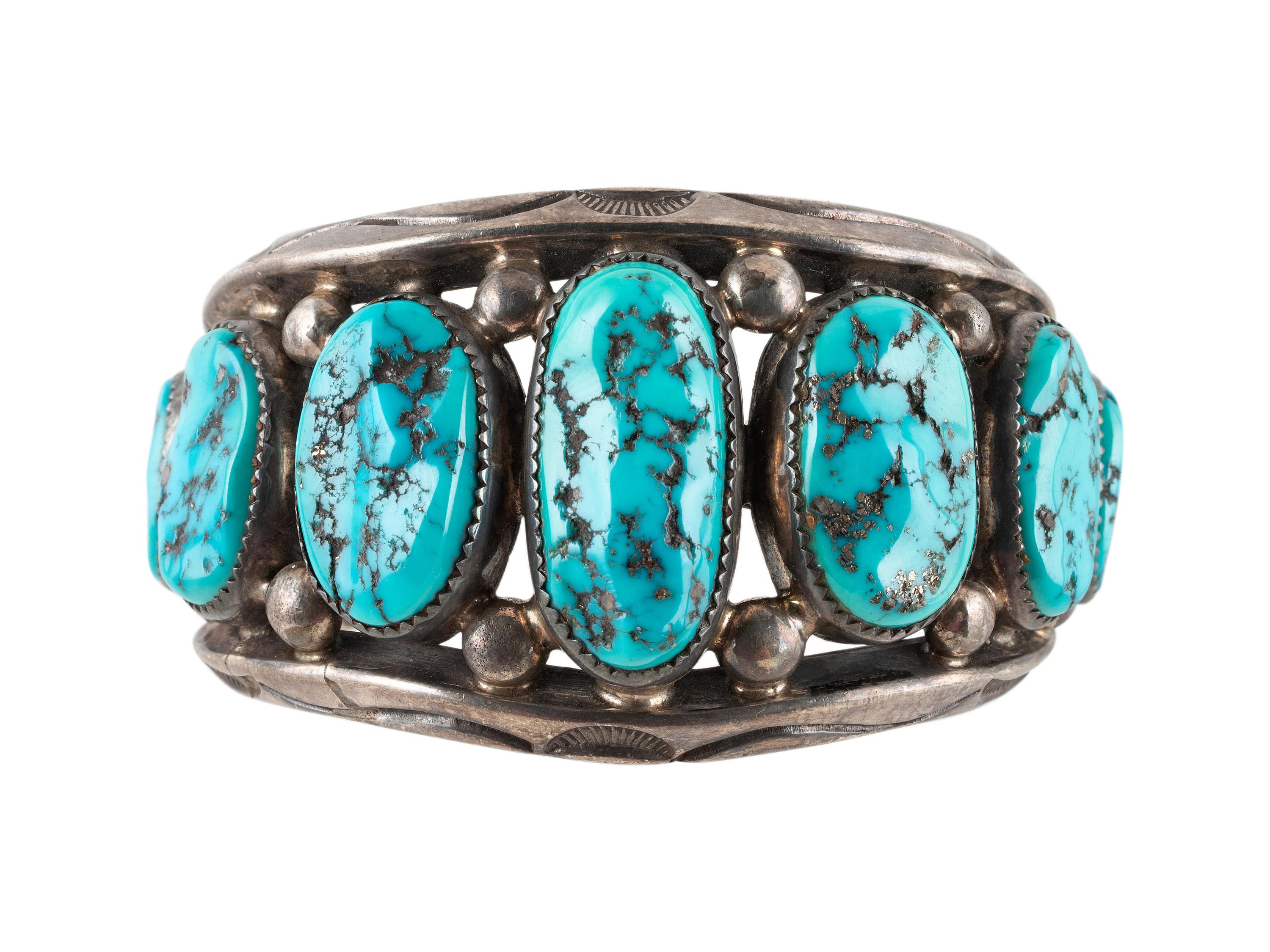 Sterling Silver and Morenci Turquoise Cuff Bracelet