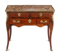 A Louis XV Style Gilt Bronze Mounted Kingwood Marble-Top Occasional Table
