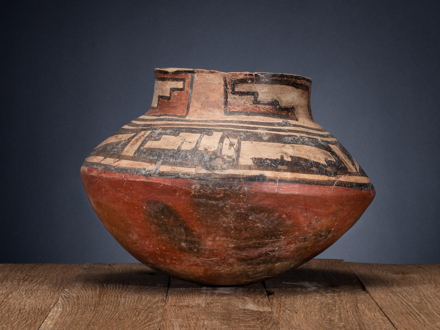 San Lazaro Pueblo Polychrome Pottery Olla