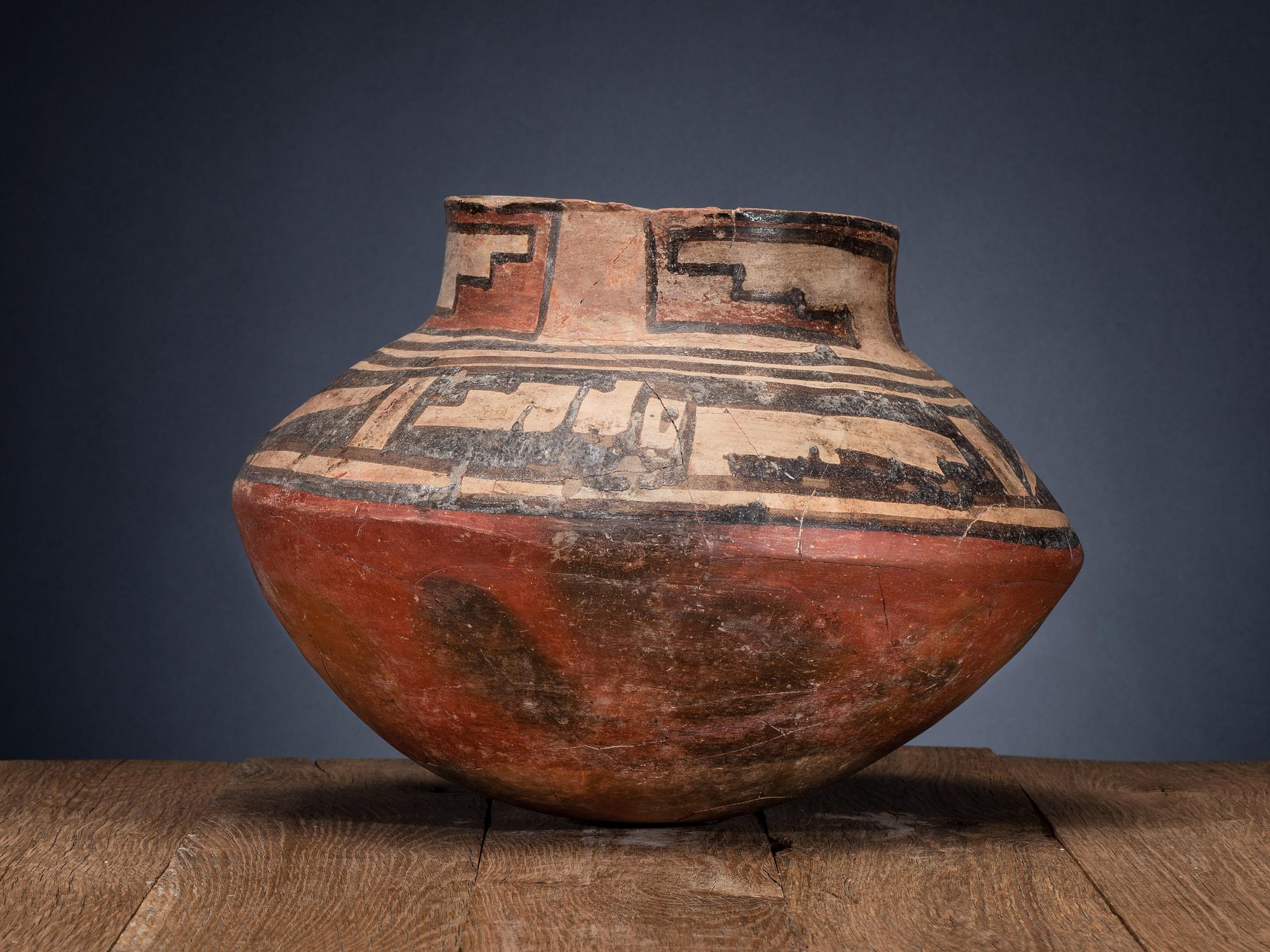 San Lazaro Pueblo Polychrome Pottery Olla