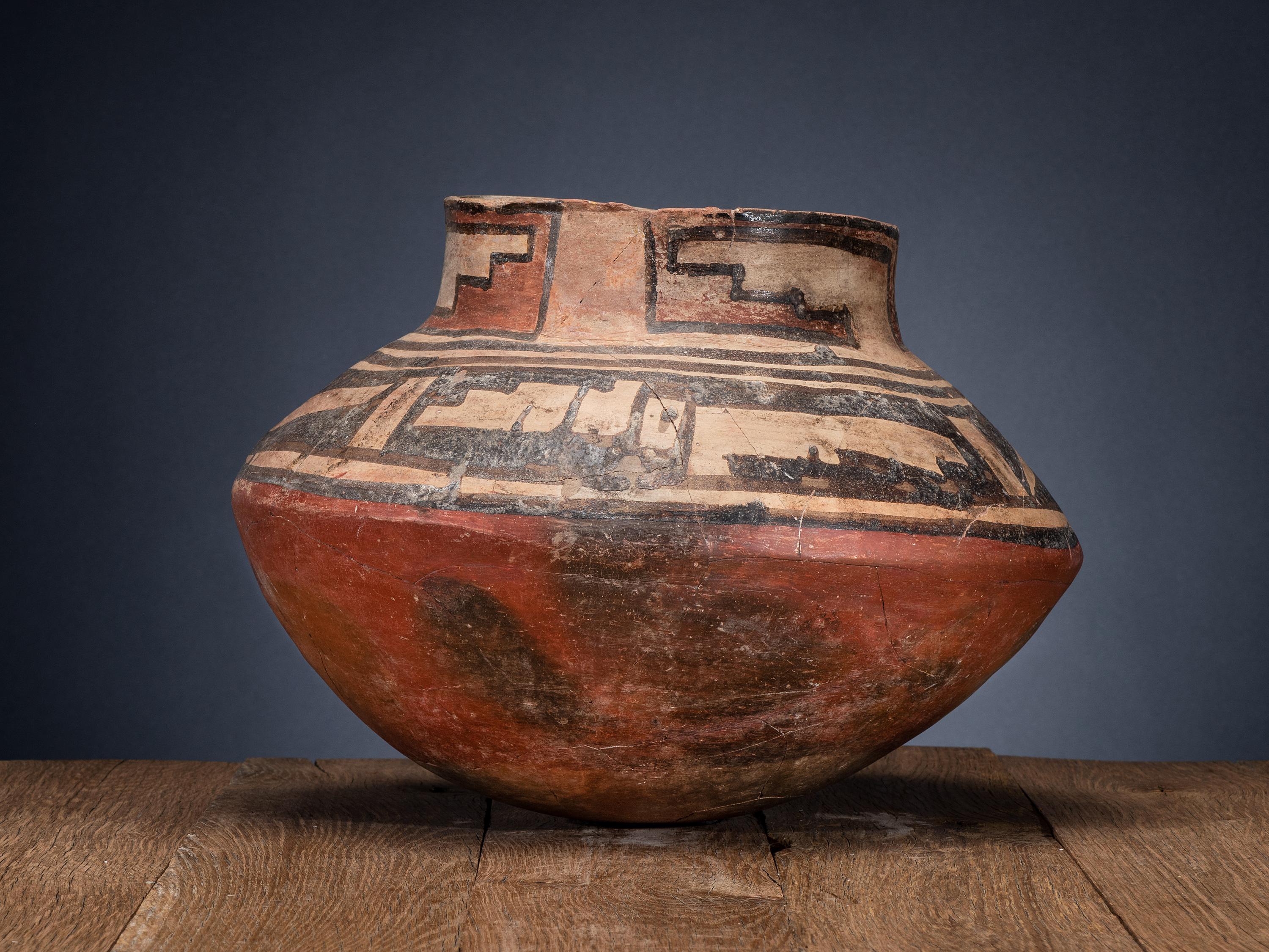 San Lazaro Pueblo Polychrome Pottery Olla