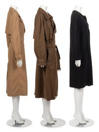 Three Designer Outerwear Pieces: One The Row Trench, One Gucci Trench, and One Armani Knit Jacket