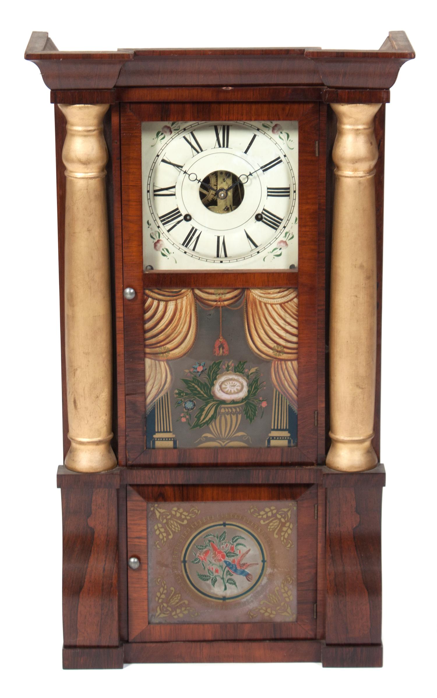 An American Parcel Gilt Mahogany Ogee Shelf Clock Height 32 1/4 inches. — 19TH CENTURY