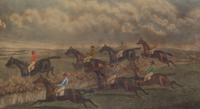 Six English Equestrian Race Prints, Height 7 3/4 x width 13 5/8 inches (visible).