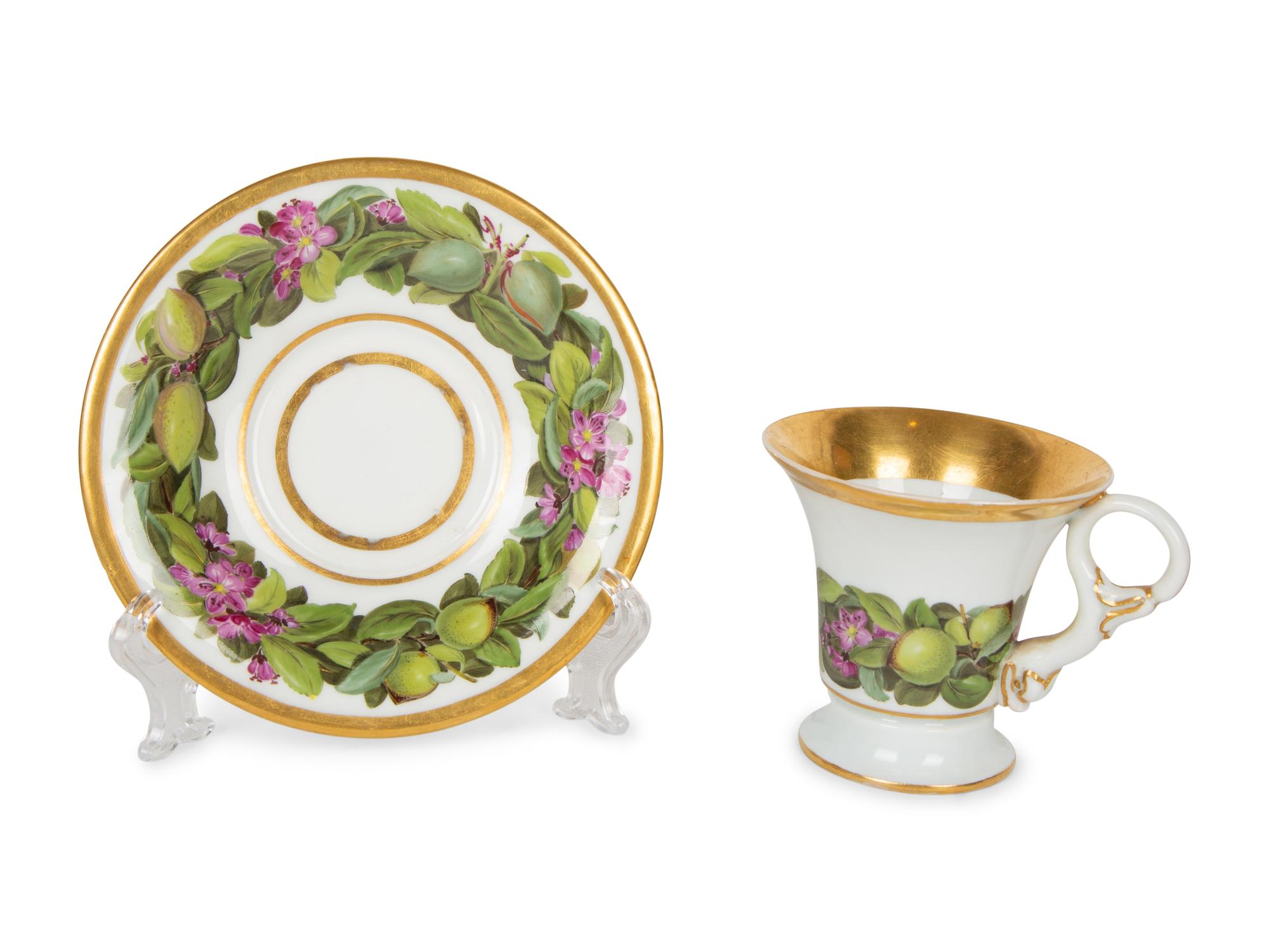 Ten Meissen and Style of Porcelain Teacups and Saucers — 19TH/20TH CENTURY