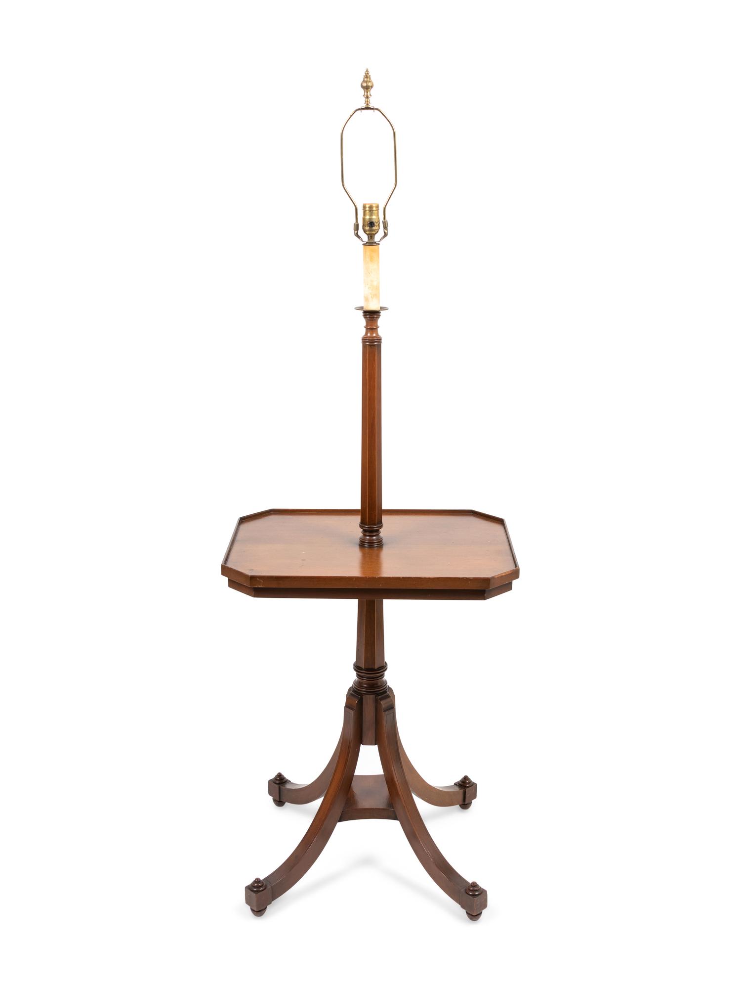 A Regency Style Carved Mahogany Candlestand-Form Floor Lamp