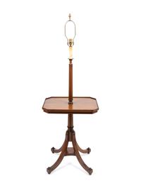 A Regency Style Carved Mahogany Candlestand-Form Floor Lamp