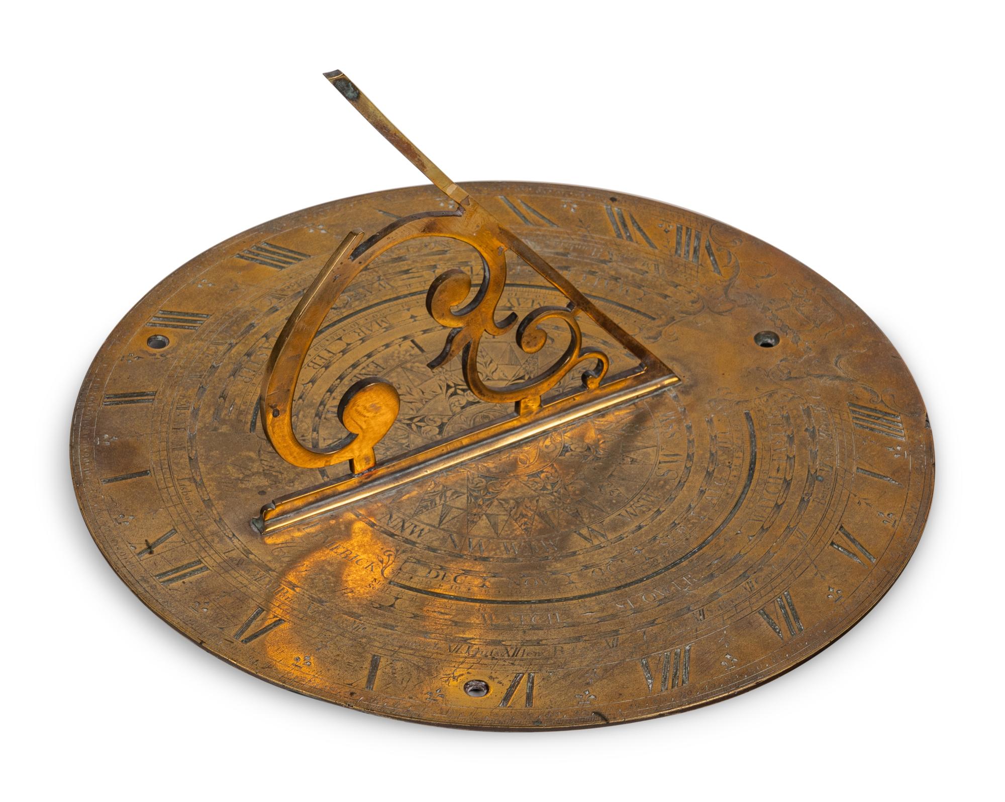 An Irish George III Engraved Brass Sundial