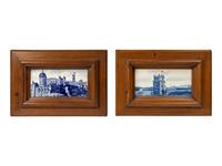 Two Framed Portuguese Azulejo Tile Plaques