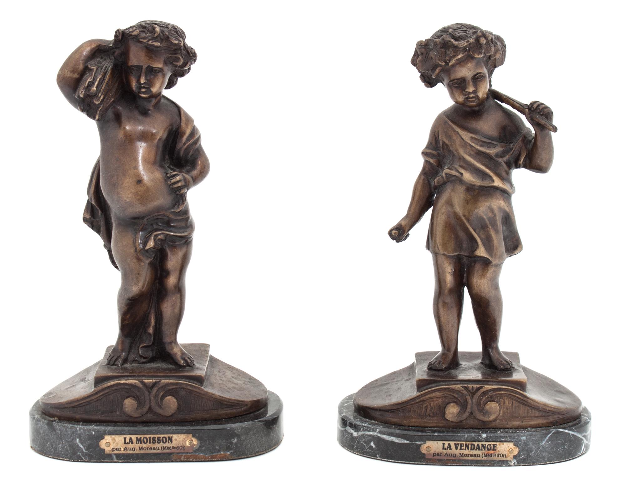 A Pair of French Bronze Figures Height 10 inches. — After Auguste Moreau, 20TH CENTURY