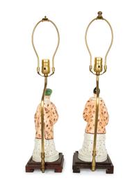 A Pair of Paris Porcelain Figures Mounted as Lamps