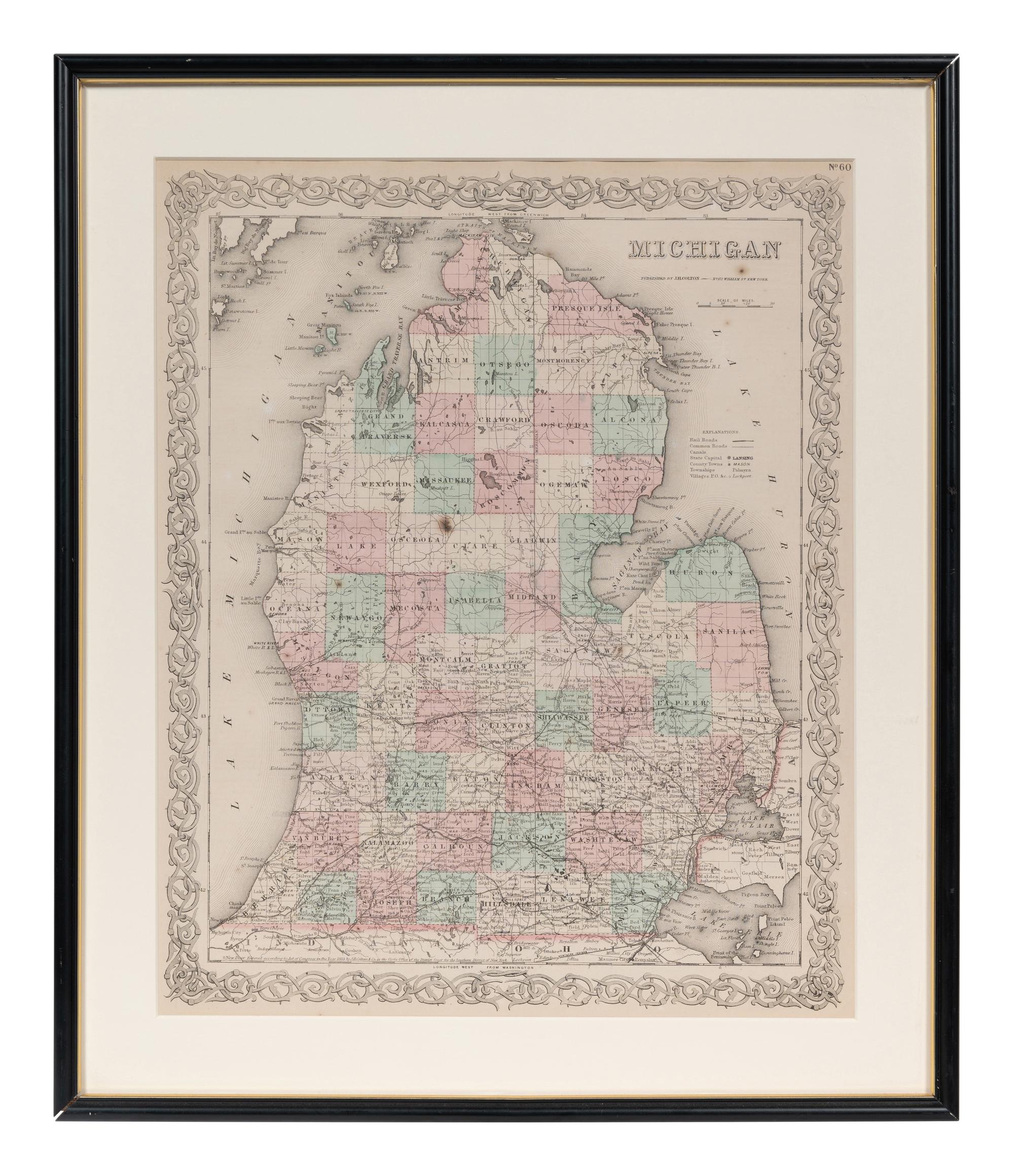 A group of five American state and city maps, comprising: