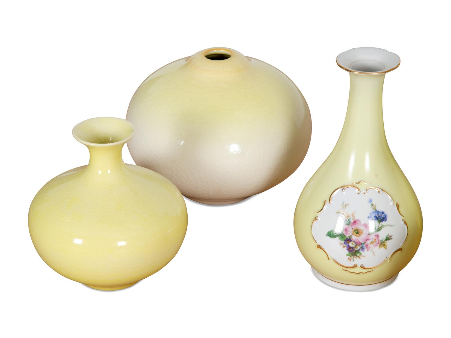 A Collection of Yellow Glazed Porcelain Articles