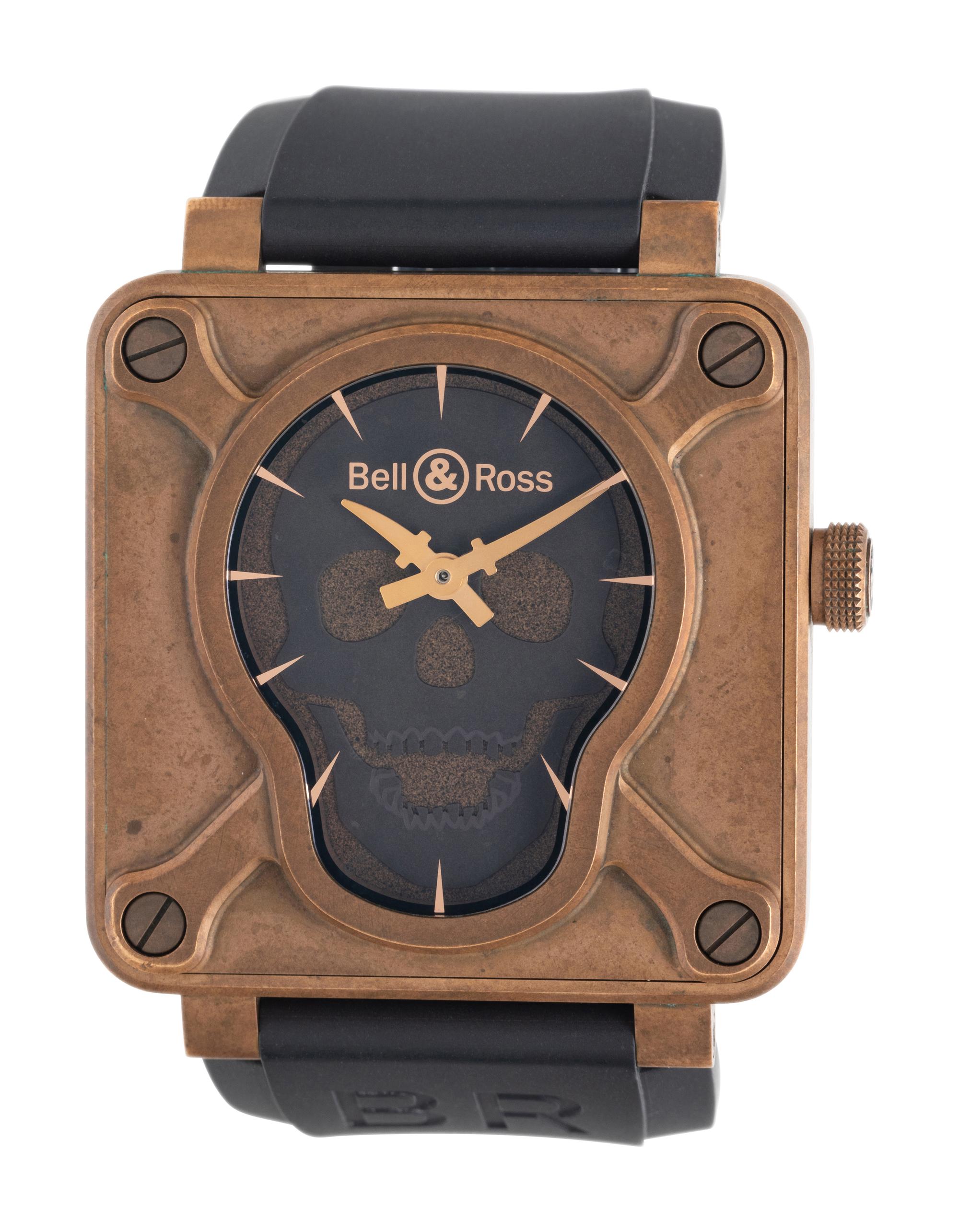 BELL & ROSS, TITANIUM AND BRONZE 'BR 01 SKULL BRONZE' WATCH