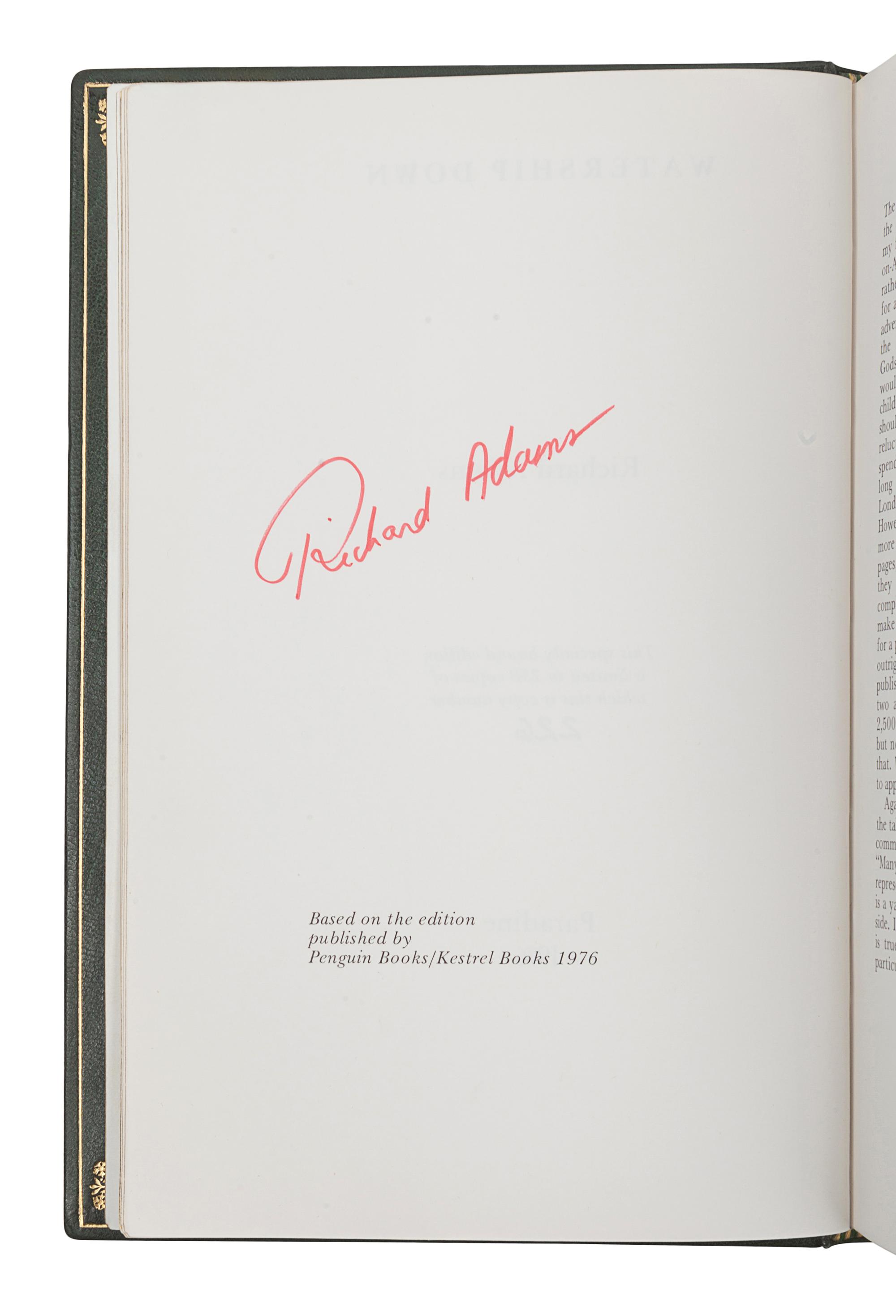 ADAMS, Richard (1920-2016). Watership Down . Illustrated by John Lawrence. London: Paradine Press, 1976.