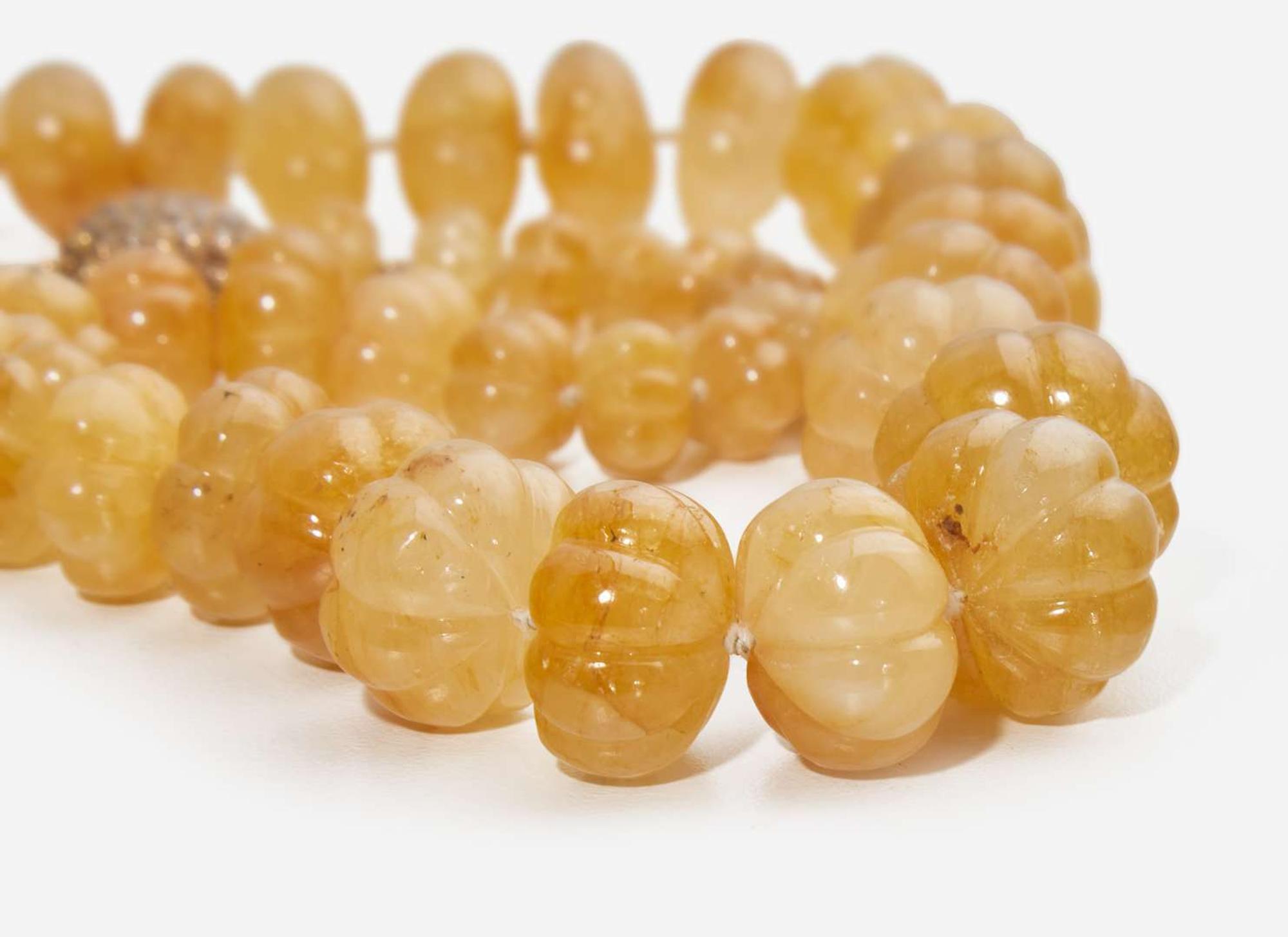 A Michele della Valle Fluted Carved Necklace with Diamond Clasp