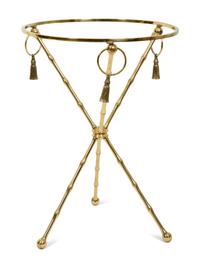 A Near Pair of Hollywood Regency Style Gilt Metal Faux-Bamboo Side Tables — 20TH CENTURY