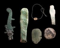 Six Egyptian Faience and Bronze Objects