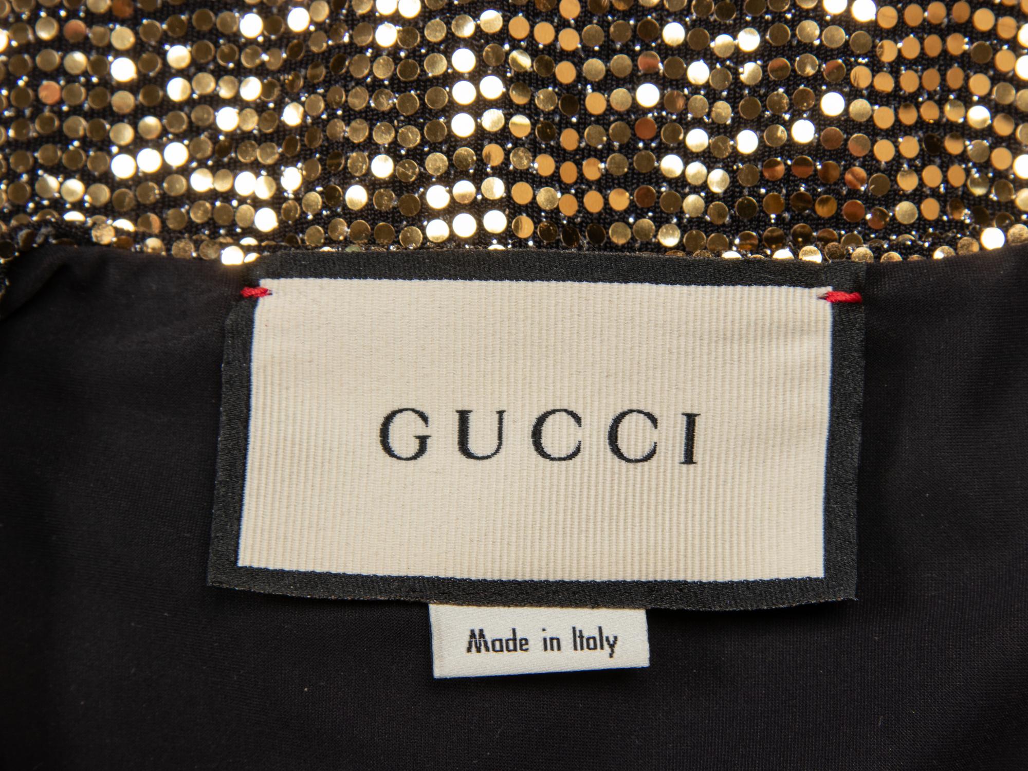 GUCCI, GOLD SEQUIN STRETCH BODYSUIT