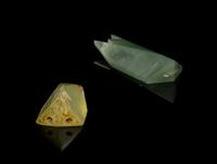 Two Archaistic Jade Cicada Toggles Width of wider 2 inches.