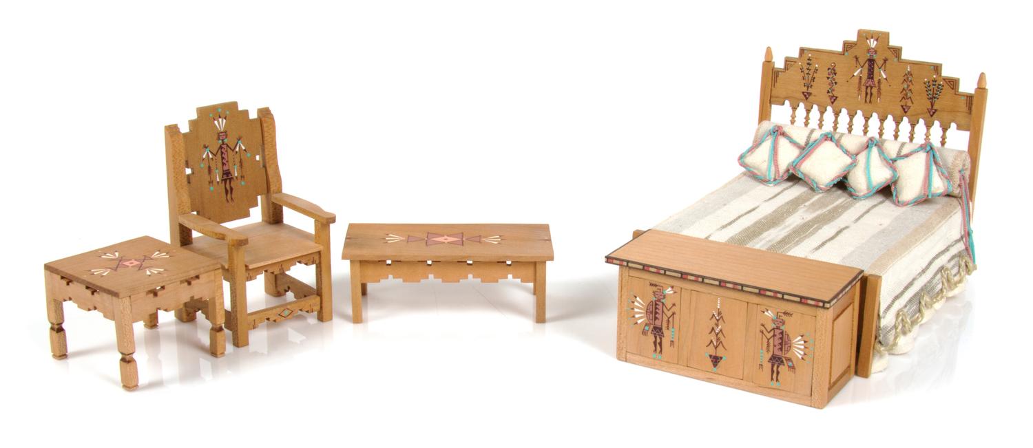 A Native American Style Bedroom Suite Height of bed 4 5/8 inches. — Joe and Kay Franek