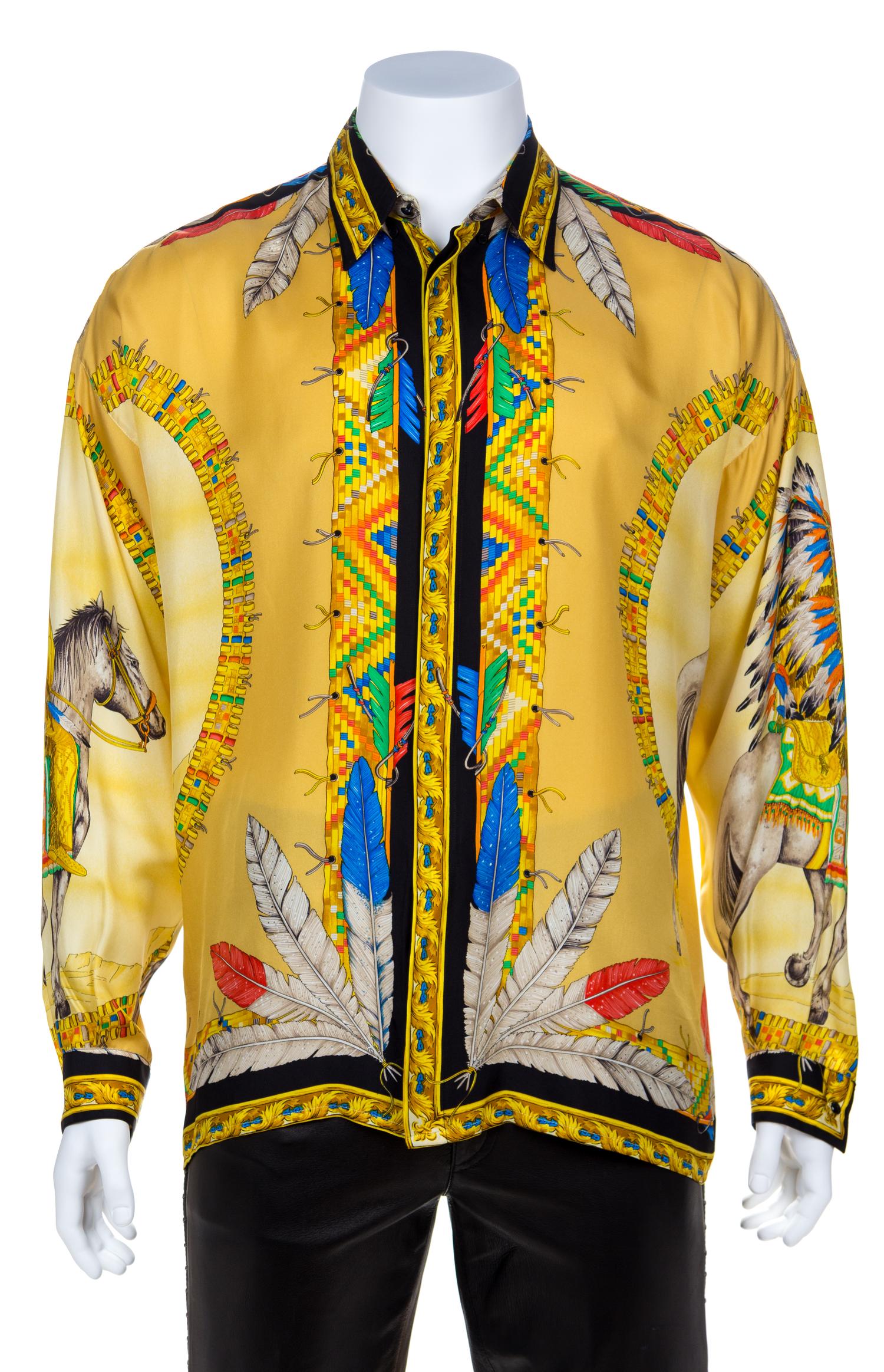 A Gianni Versace Atelier Silk Print Shirt, Size 52.