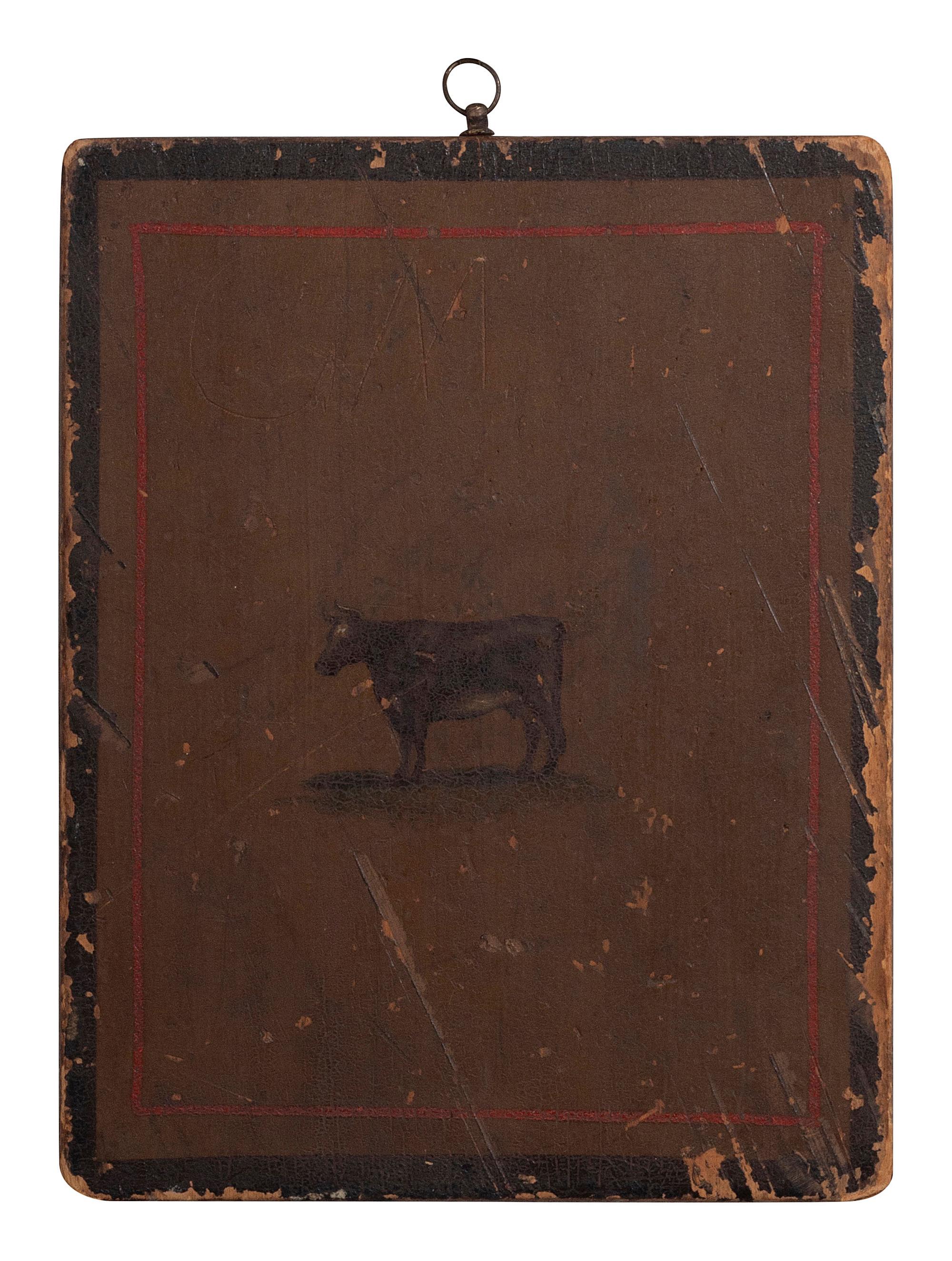 A Stenciled and Painted Pine Board Horn Book, 19th Century
