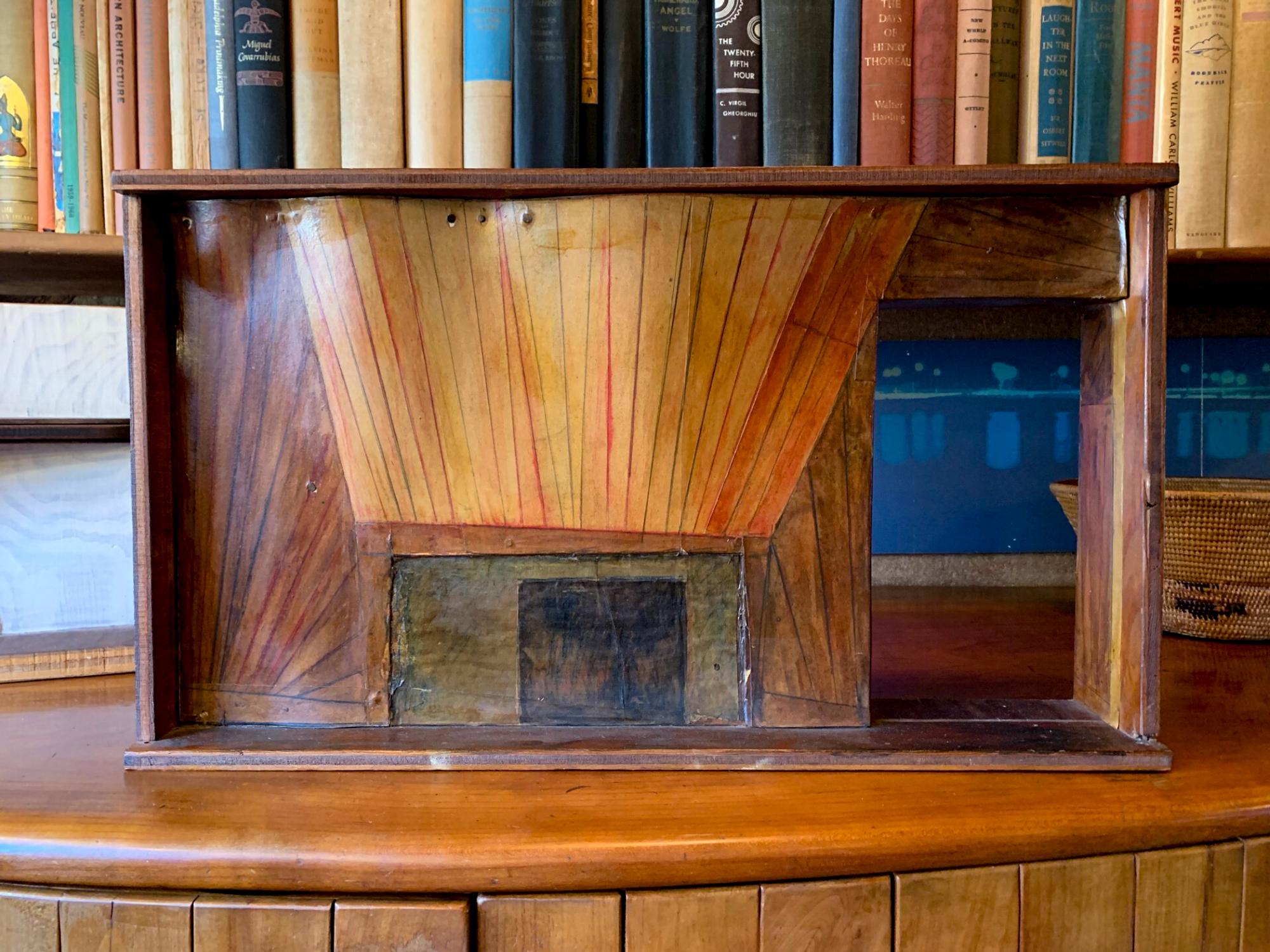 Undulating fireplace wall, 1954