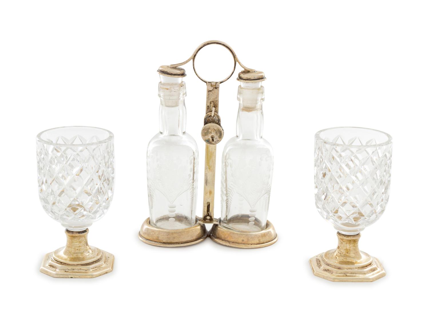 A Collection of American Silvered Metal Mounted Glass Articles