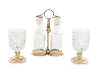 A Collection of American Silvered Metal Mounted Glass Articles
