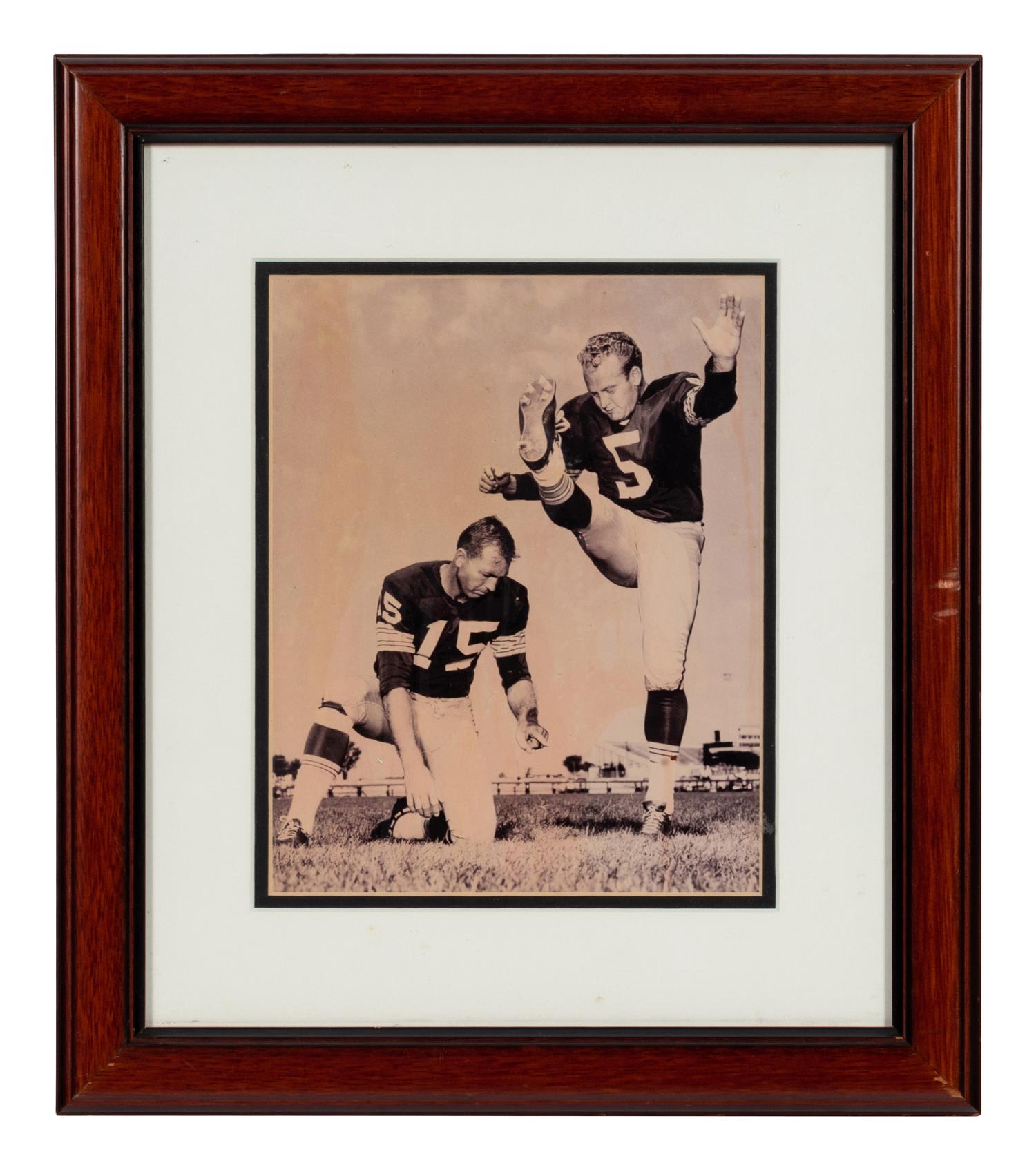 A Group of Five Photographs and Artwork Associated with the Green Bay Packers Formerly Displayed at Mike Ditka’s Restaurant