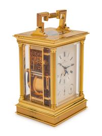 A Swiss Brass Carriage Clock