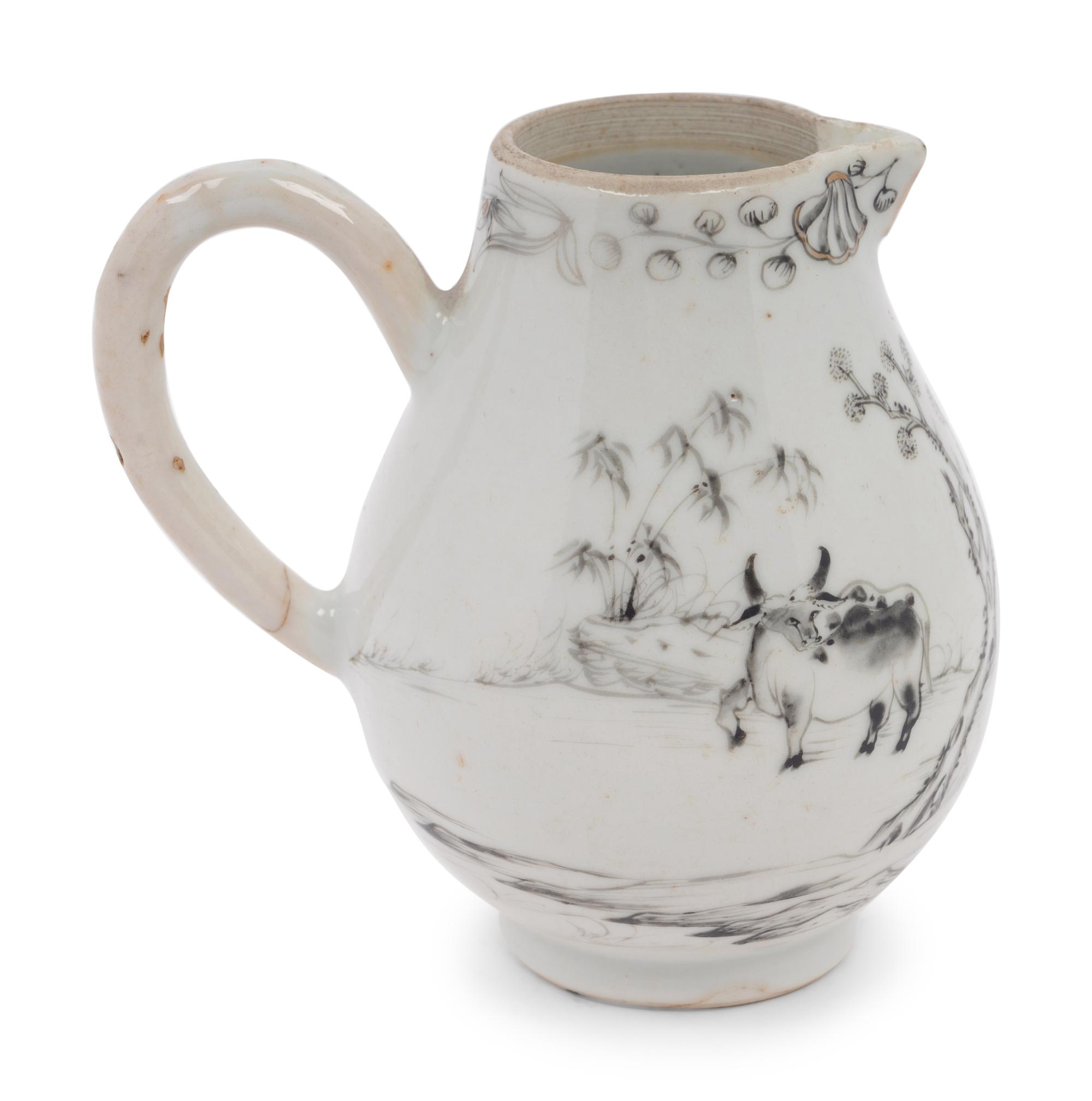 A Chinese Export En Grisaille Porcelain Creamer