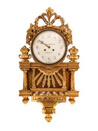 A Gustavian Style Giltwood Wall Clock