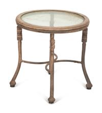 A Pair of Patinated Metal Garden Chairs and Side Table