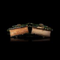 A Pair of Chinese Sancai Glazed Equestrian Ridge Tiles, Ming Dynasty 明 三彩騎馬人物瓦當一對