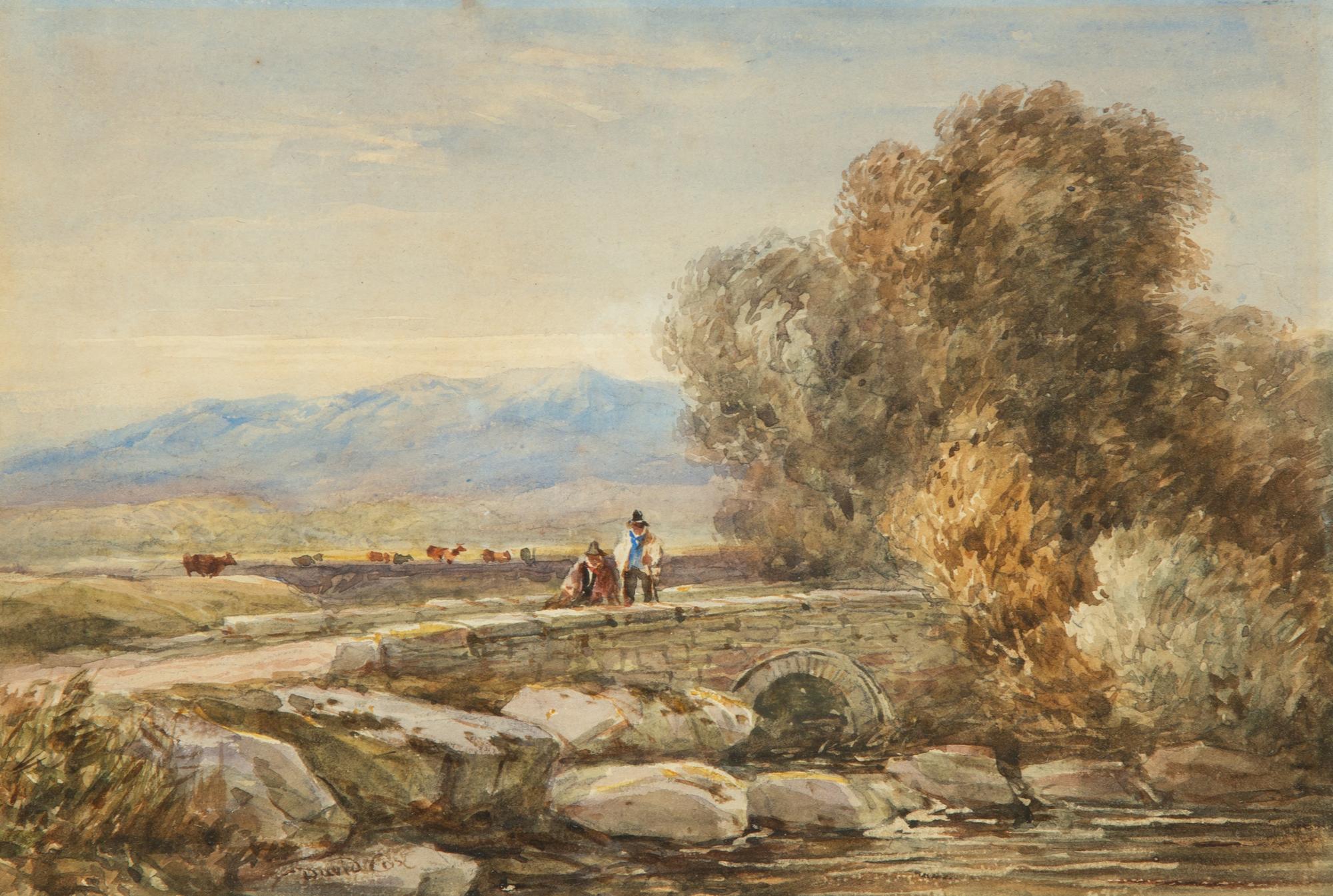 Travelers on a Bridge in Wales , 1830s